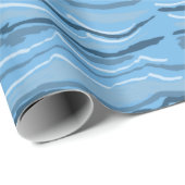 Art Deco Blue Waves Muster Geschenkpapier (Rolleneckpunkt)