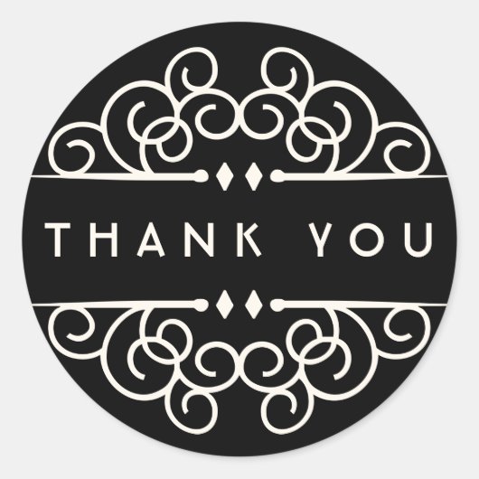 Art Deco Blüh Vielen Dank Runder Aufkleber (Vorderseite)