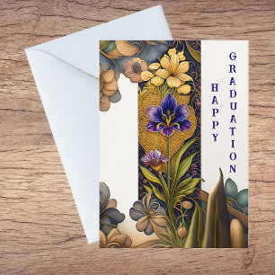 Art Deco Blume Abschluss Glückwunsch Karte