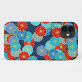 Art Deco Blume - blau, türkis und rot Case-Mate iPhone Hülle (Rückseite (Horizontal))
