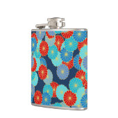 Art Deco Blume - blau, türkis und rot Flachmann (Links)