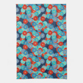 Art Deco Blume - blau, türkis und rot Handtuch (Vertikal)