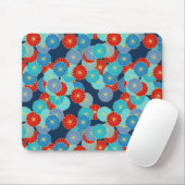 Art Deco Blume - blau, türkis und rot Mousepad (Mit Mouse)