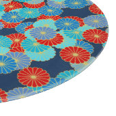 Art Deco Blume - blau, türkis und rot Schneidebrett (Ecke)