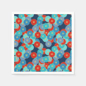 Art Deco Blume - blau, türkis und rot Serviette (Vorderseite)