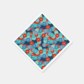 Art Deco Blume - blau, türkis und rot Serviette (Ecke)