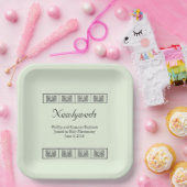 Art Deco Blume Border Wedding Keepake Pappteller (Party)