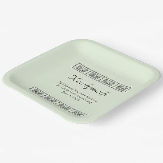 Art Deco Blume Border Wedding Keepake Pappteller (Gewinkelt)