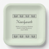 Art Deco Blume Border Wedding Keepake Pappteller (Vorderseite)