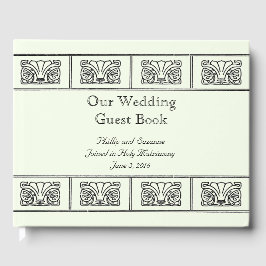 Art Déco Blume Border Wedding mit Bibelversen Gästebuch