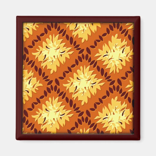 Art Deco Blume Grid - Pumpkin (Magnet) Magnet (Vorne)