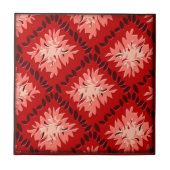 Art Deco Blume Grid - Reds Fliese (Vorderseite)