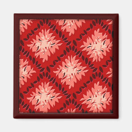 Art Deco Blume Grid - Rot (Magnet) Magnet