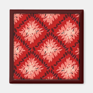 Art Deco Blume Grid - Rot (Magnet) Magnet