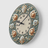 Art Deco-Blume Große Wanduhr (Winkel)