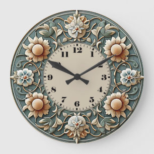 Art Deco-Blume Große Wanduhr