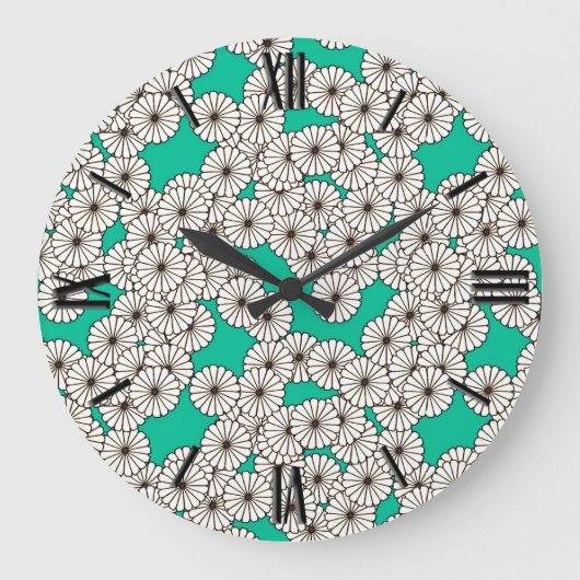 Art-Déco-Blume Große Wanduhr (Vorderseite)