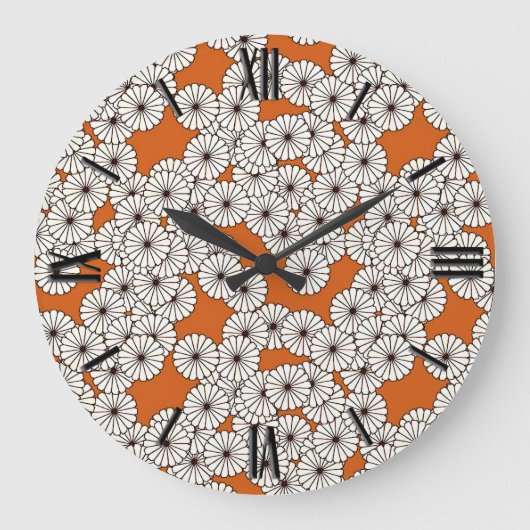 Art-Deco-Blume Große Wanduhr (Vorderseite)