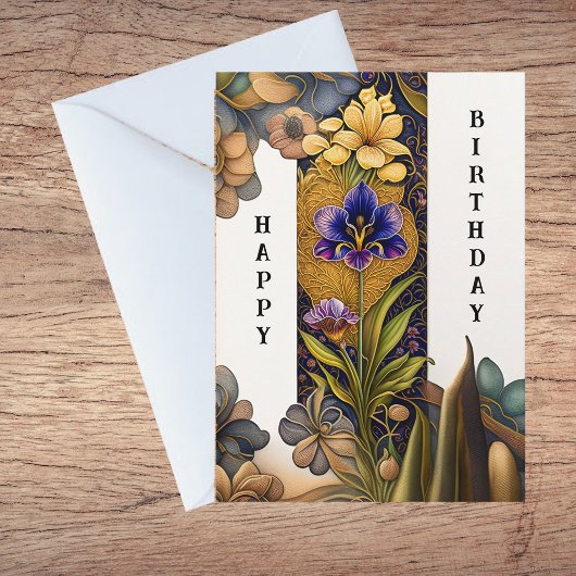 Art Deco Blume Illustration Geburtstag Karte
