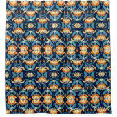 Art-Deco-Blume in Orange Duschvorhang (Vorderseite)