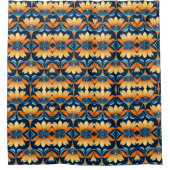 Art-Deco-Blume in Orange Duschvorhang (Vorderseite)