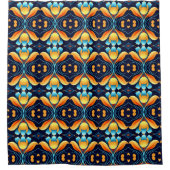 Art-Deco-Blume in Orange Duschvorhang (Vorderseite)