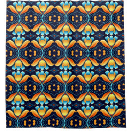 Art-Deco-Blume in Orange Duschvorhang