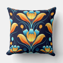 Art-Deco-Blume in Orange Kissen
