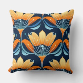 Art-Deco-Blume in Orange Kissen