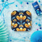 Art-Deco-Blume in Orange Pappteller (Party)