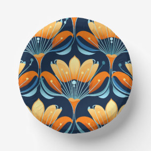Art-Deco-Blume in Orange Pappteller
