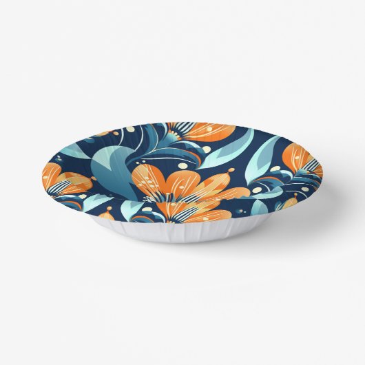 Art-Deco-Blume in Orange Pappteller (Gewinkelt)