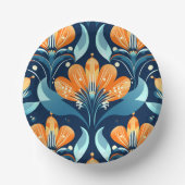 Art-Deco-Blume in Orange Pappteller (Vorderseite)