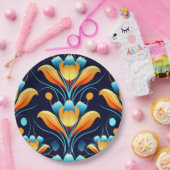 Art-Deco-Blume in Orange Pappteller (Party)