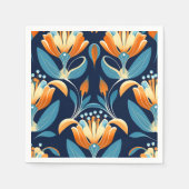 Art-Deco-Blume in Orange Serviette (Vorderseite)