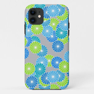 Art Deco Blume Muster - blau und lila grün Case-Mate iPhone Hülle