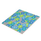 Art Deco Blume Muster - blau und lila grün Fliese (Seite)