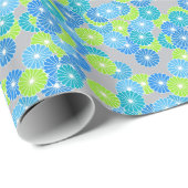 Art Deco Blume Muster - blau und lila grün Geschenkpapier (Rolleneckpunkt)