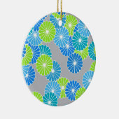 Art Deco Blume Muster - blau und lila grün Keramik Ornament (Rechts)