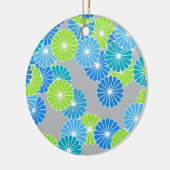Art Deco Blume Muster - blau und lila grün Keramik Ornament (Links)