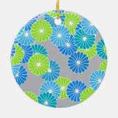 Art Deco Blume Muster - blau und lila grün Keramik Ornament (Hinten)