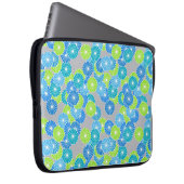 Art Deco Blume Muster - blau und lila grün Laptopschutzhülle (Vorne Rechts)