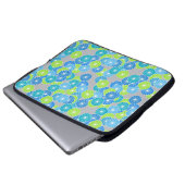 Art Deco Blume Muster - blau und lila grün Laptopschutzhülle (Vorne Knopf)