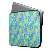 Art Deco Blume Muster - blau und lila grün Laptopschutzhülle (Vorderseite Links)