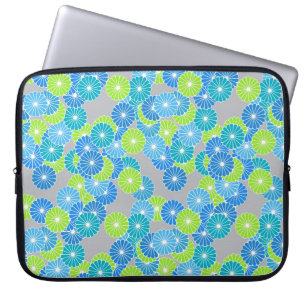 Art Deco Blume Muster - blau und lila grün Laptopschutzhülle