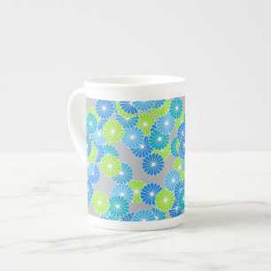 Art Deco Blume Muster - blau und lila grün Porzellantasse
