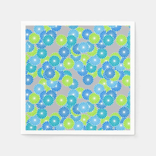 Art Deco Blume Muster - blau und lila grün Serviette (Vorderseite)
