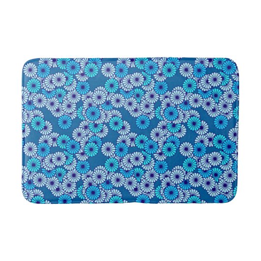 Art Deco Blume Muster - Blautöne Badematte (Vorderseite)
