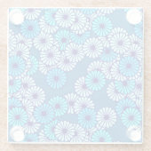 Art Deco Blume Muster - Blautöne Glasuntersetzer (Rückseite)