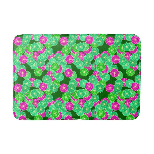Art Deco Blume Muster - Grüntöne, Fuchsia Badematte (Vorderseite)